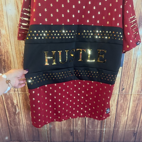 Phat Farm Men’s Short Sleeve Hustle Foil Print with Dollar Signs T-Shirt Size L - Picture 2 of 11